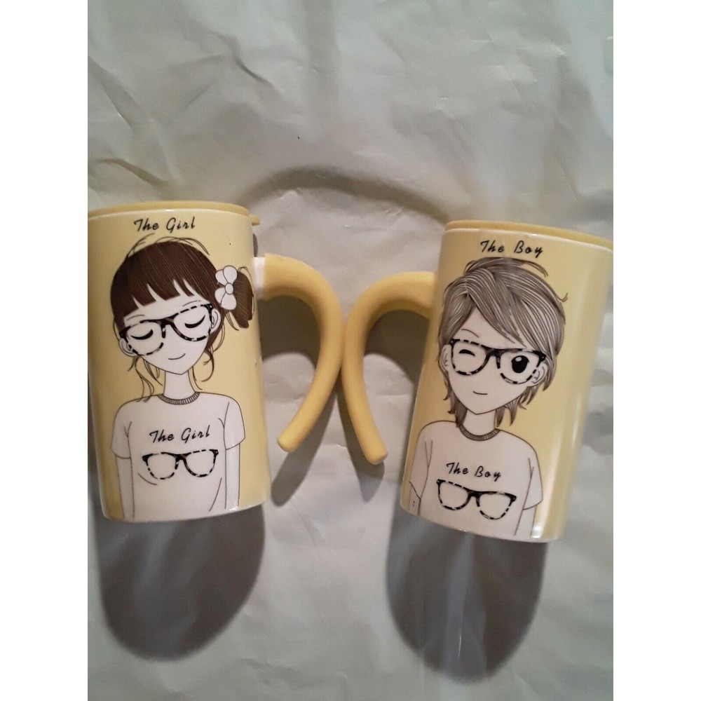 THE BOY THE GIRL Anime Matching Cups/Mugs Kaikiaka House Rare yellow